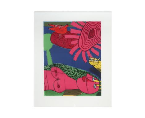 Corneille signed print dated (20)02 || CORNEILLE (1922 - 2010) (1922 - 2010) print n° Epreuve d'Artiste 23/25 : "Femme, châte