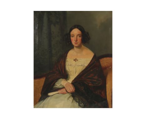 19th Cent. "Ladies portrait" oil on canvas || Negentiende eeuws olieverfschilderij op doek : "Damesportret"  -  100 x 80 