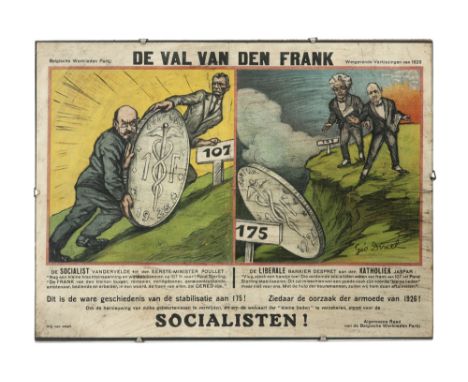 poster for the 1929 elections, explaining how the liberal banker and senator Maurice Despret and Prime Minister Henri Jaspar 