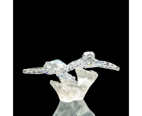 Part of the Aquatic Worlds series. Lead crystal figure depicting two sea turtles with jet crystal eyes atop a crystal frosted