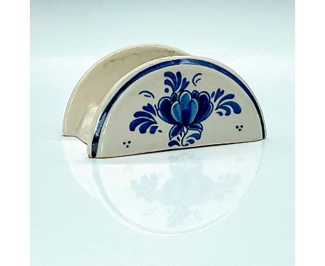 Cute little ceramic napkin holder with hand painted floral details in both side. Backstamped Delft, Holland. Issued: 20th Cen