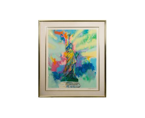 Title: Lady Liberty. Neo-expressionist serigraph depicting the Statue of Liberty in a burst of vibrant colors. Leroy Neiman w