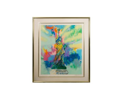 Title: Lady Liberty. Neo-expressionist serigraph depicting the Statue of Liberty in a burst of vibrant colors. Leroy Neiman w