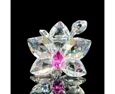 Part of the In The Secret Garden series. Lead crystal figural single bloomed orchid flower with an elegant pink centre comple