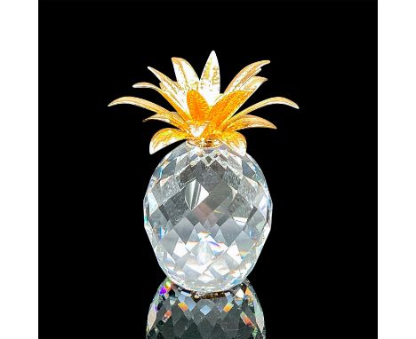 Clear crystal with gold leaves. Swarovski acid mark on base. This item has its original box: 6.25in W x 5.75in H. Artist: Max