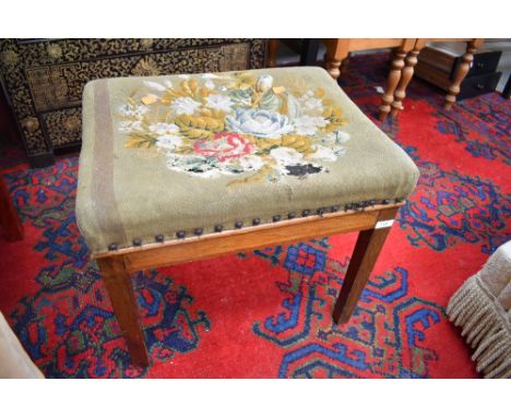 A 19th Century dressing table stool having tapestry top