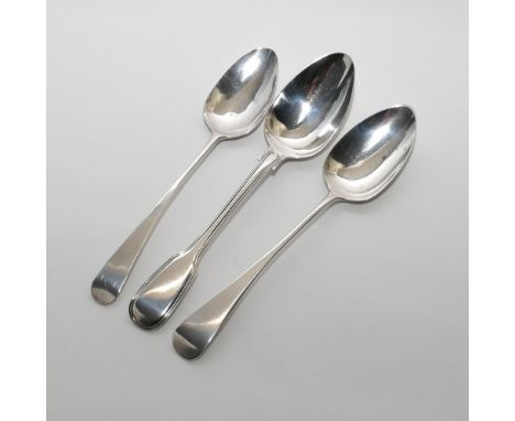 Three silver serving spoons, Georgian and Victorian - 6oz troy 