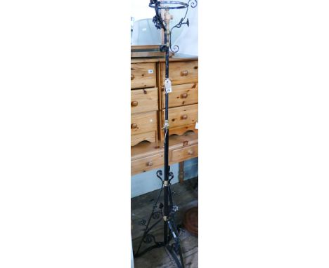 Ornate metal painted black adjustable standard lamp base 
