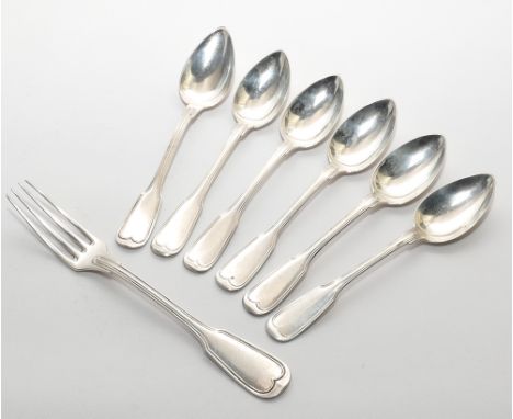 5 matching 800 standard German teaspoons and one similar and a dessert fork - 5oz troy 