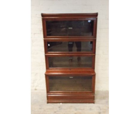 Mahogany Globe Wernicke 4 section bookcase,2'10" wide and plain glazing