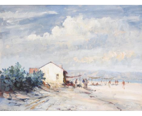 λ Edward Seago (British 1910-1974)The Beach at Torremolinos, Spain Oil on board Signed (lower left)45 x 61cm (17½ x 24 in.)Pr