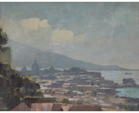 λ Edward Seago (British 1910-1974)A panoramic view of Sorrento, ItalyOil on board Indistinctly signed with initial and dated 