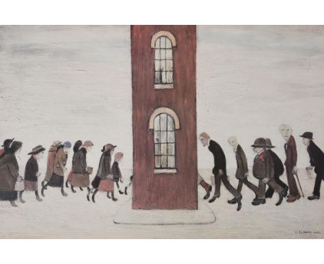 λ Laurence Stephen Lowry (British 1887-1976)Meeting PointOffset lithograph printed in colours, 1973 Signed in pencil and numb