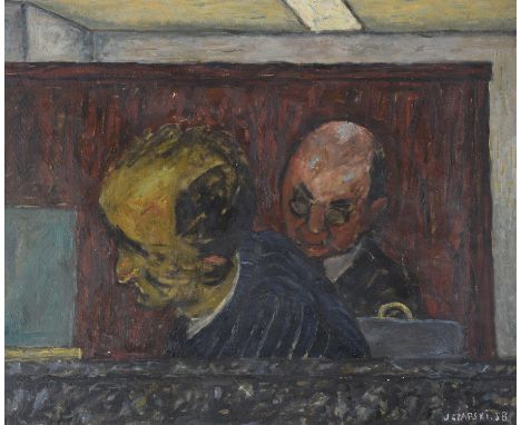 λ Joseph Czapski (Polish 1896-1993)Men in pinstripesOil on canvas Signed and dated 58 (lower right)54 x 65cm (21¼ x 25½ in.)C
