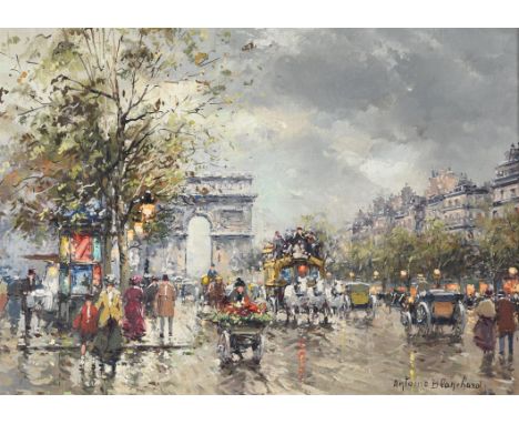 λ Antoine Blanchard (French 1910-1988)Arc de Triomphe, Champs Elysees, ParisOil on canvas Signed (lower right); further signe