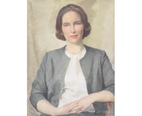λ Herbert James Gunn (British 1893-1964)Portrait of Jennifer Johnson-FergusonOil on canvas-boardSigned, dedicated and dated 1