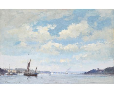 λ Edward Seago (British 1910-1974)The Orwell at Pin Mill Oil on board Signed (lower left)42 x 62cm (16½ x 24¼ in.)Provenance: