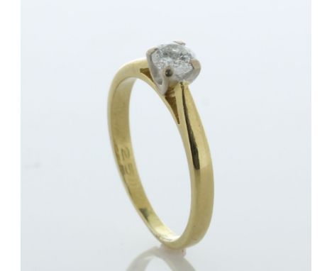 18ct Yellow Gold Solitaire Diamond Ring 0.25 Carats - Valued By AGI £1,995.00 - One round brilliant cut diamond is set in thi