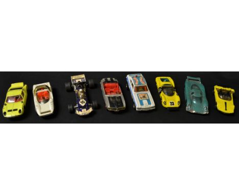 Corgi Toys - Santa Pod Glowworm Dragster; Ferrari Dino Sport 208, yellow, Rn23;  Alfa Romeo P33 Pininfarina;  Bertone Runabou