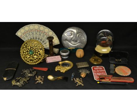 Boxes and Objects - a novelty squirrel magnifying glass; spectacles; hand mirror; continental 800 silver covered vesta case; 