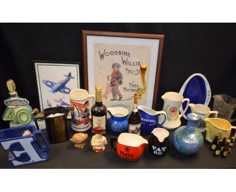 Advertising - an S Whittingham pub jug, R Davies, Station Hotel, Creswell; others, Whisky jugs, Haig, etc; Jim Beam Proudly S