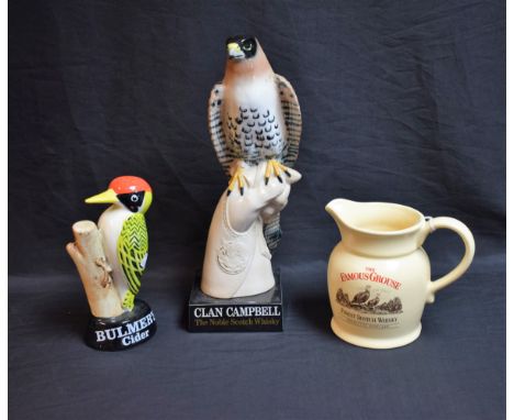 Advertising/Breweriana - a Carlton Ware Bulmer's Cider bar model of a Woodpecker; another, Clan Campbell Scotch Whisky; a Fam