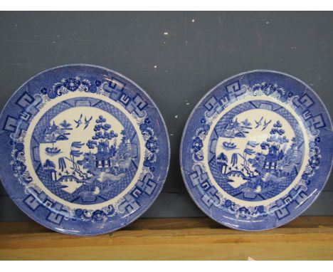 Spode willow pattern chargers 38cm dia