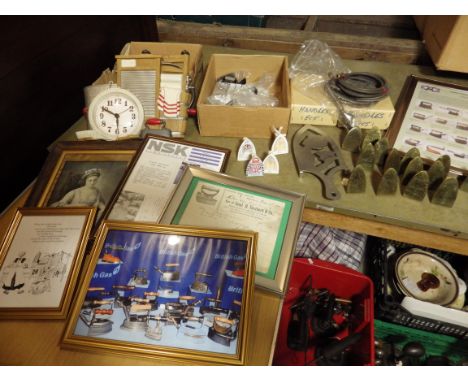 Iron Collectors lot to incl spare handles, gas piping, Newark and BIC commemorative miniature irons, set of brass labelled mi