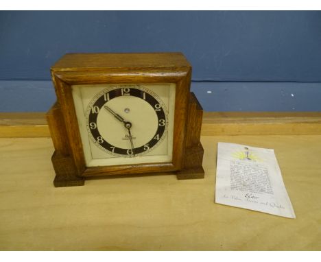Art Deco Elco Synchronous oak cased electric mantel clock with instructions&nbsp;