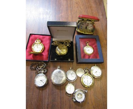 Various pocket watches and travelling clock&nbsp;