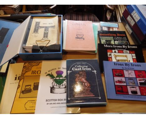 Assorted Iron ephemera and literature to include Antique Irons by Gerald Rihn, Irons by Irons and More Irons By Irons by Davi