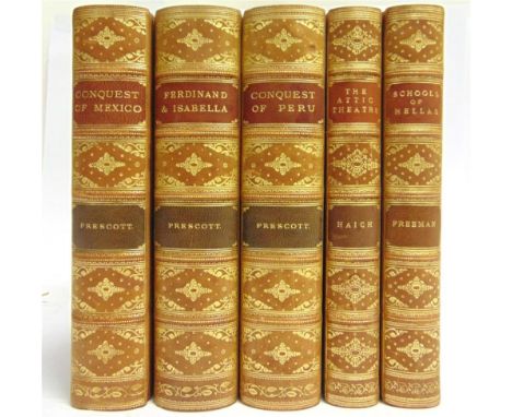 [MISCELLANEOUS]. BINDINGS  Five assorted volumes, each in a full tree calf gilt prize binding by Bickers &amp; Son, London, t