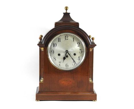 An early 20th century inlaid bracket clock, having a three train striking movement, 49cm high