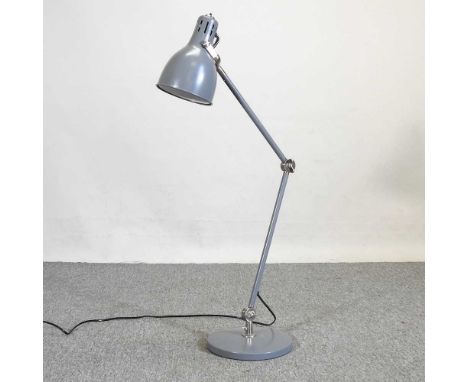 A grey painted metal anglepoise lamp, 87cm high