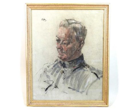 ARR Aubrey F Sykes, 1910-1995, head and shoulders portrait of a military figure, signed pastel on paper, 65 x 50cm