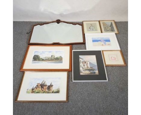 Heather MacKinlay, contemporary, Roof Tops, Cologne, signed watercolour, 19 x 34cm, together with Steven Binks, St. Marys Chu