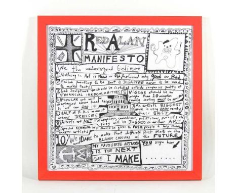 Sir Grayson Perry, CBE, RA, b1960, Red Alan Manifesto, printed on paper, 30 x 30cm
