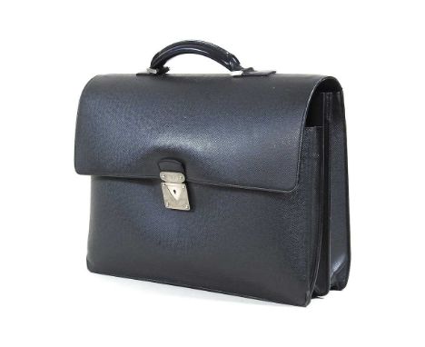 A Louis Vuitton black Epi leather document or briefcase, with a compartmented interior, 41 x 33cm