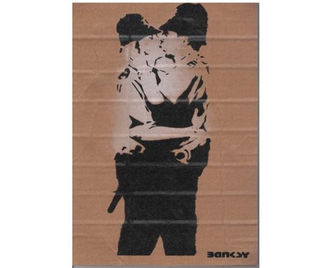 BANKSY DISMALAND (d’Après)Bombe aérosol et pochoir sur carton, signé et numéroté à 50 exemplaires.Art gratuit de la peinture 