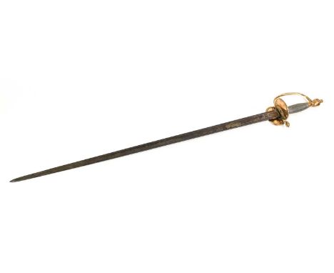 A 1796 Pattern Infantry Officer's Sword, the 81cm single edge fullered steel blade bearing traces of original half bluing, in