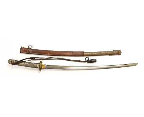 A Second World War Japanese NCO's Shin Gunto Katana, the 67cm machine made steel blade with a narrow fuller to each side, num