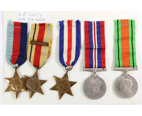 A Second World War Group of Five Medals, awarded to 1014118 CPL.R.T.CORMACK. R.A.F., comprising 1939-45 Star, Africa Star wit