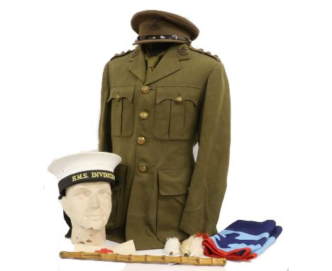 A Second World War No.2 Service Dress Uniform to a Captain Durham Light Infantry, comprising a tunic with brass buttons, shou