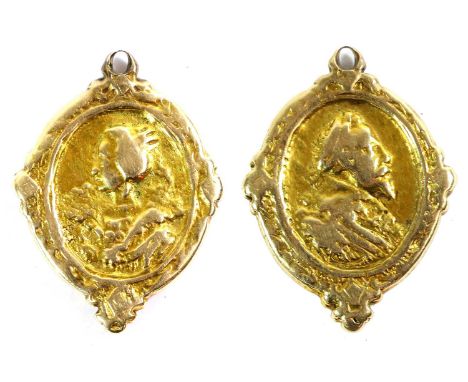 A 17th Century Silver Gilt Medallet, of oval form, one side cast and chased with what is believed to be the portrait of Gusta