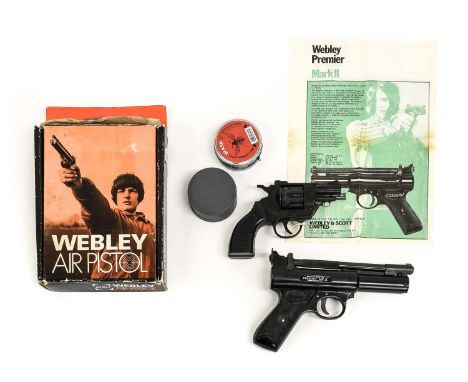 PURCHASER MUST BE 18 YEARS OF AGE OR OVERA Webley Premier Mk.II .177 Calibre Air Pistol, numbered 747, with chequered black p