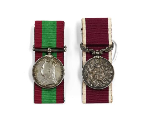 A Pair of Victorian Long Service Medals, comprising Afghanistan Medal 1881, too .014/2404 CR. SGT.G.DAVIS. 2ND BN.14TH REGT. 