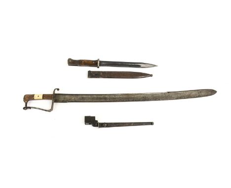 A Second World War German 1884/98 Knife Bayonet, one side of the blued fullered steel blade marked S/155G at the ricasso, the