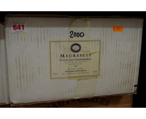 A case of twelve 75cl bottles of Meursault Les Genevrieres 2000, Michel Coutoux, in oc.PLEASE NOTE: ADDITIONAL VAT ON THE HAM