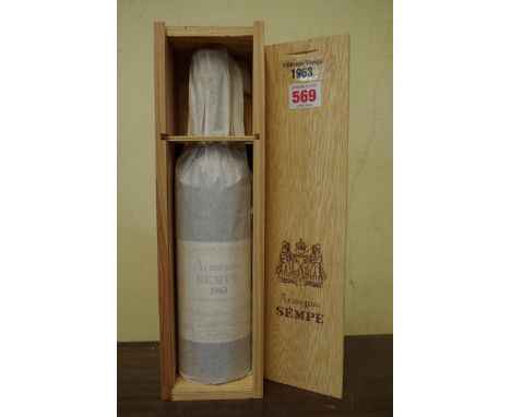 A 70cl bottle of Sempe 1963 vintage Armagnac, in owc. 