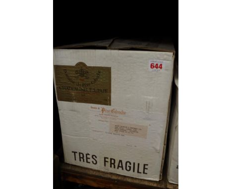 A case of twelve 75cl bottles of Chateauneuf-du-Pape&nbsp; Pere Caboche, 1986, in oc. (12)PLEASE NOTE: ADDITIONAL VAT ON THE 